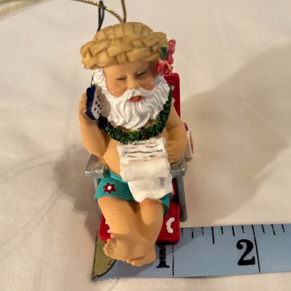 Island Heritage Hawaiian “Working Santa” Christmas Ornament Hand Painted Resin - Picture 10 of 12
